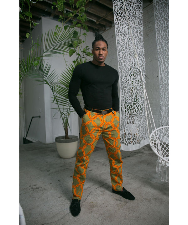 African Print Men's Slim-Fit Pants