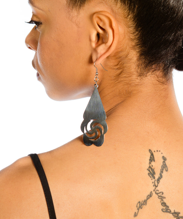 Adinkra Symbol Shepherd's Hook Earring + Cuff Bracelet - (Service and Loyalty)