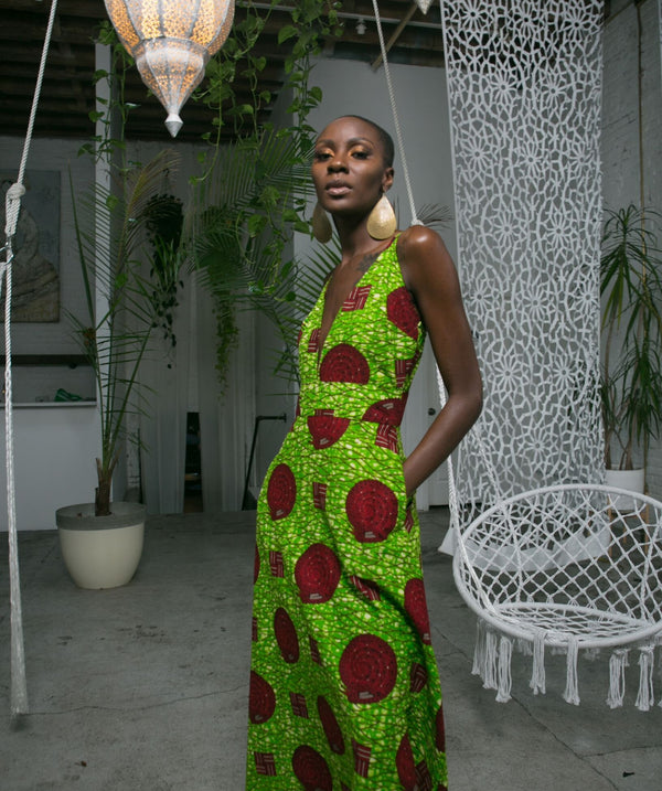Strappy African Print Maxi Dress