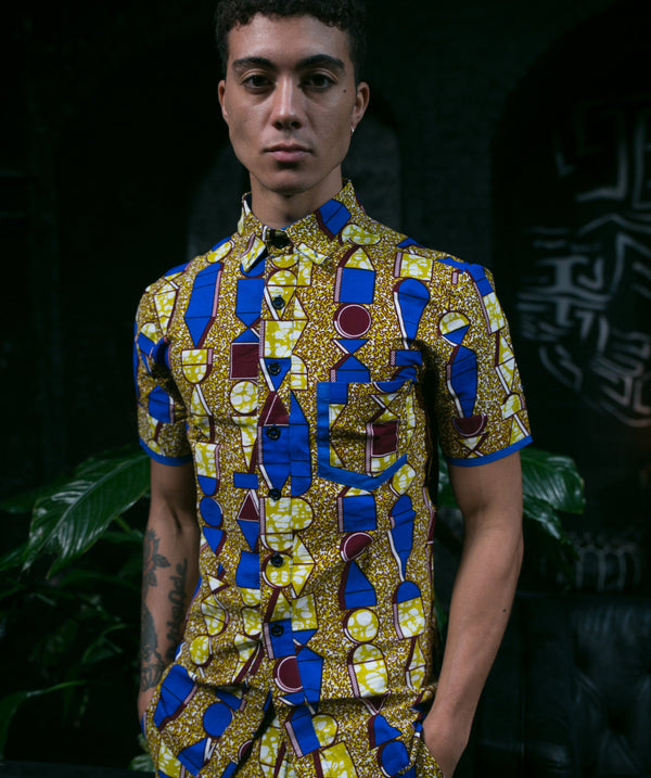 Classic Men's Short Sleeve African Print Shirt