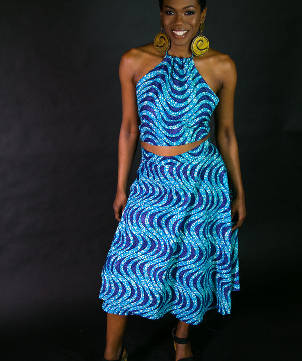 Halter Crop Top with matching A-Line Wrap Skirt